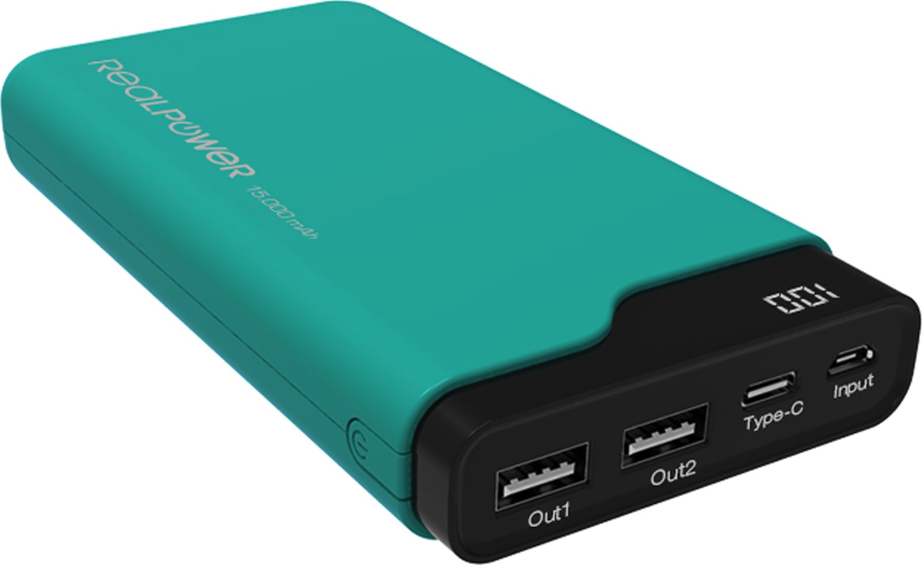 Powerbank Realpower PB-15000C, 15000mAh, i gjelbër