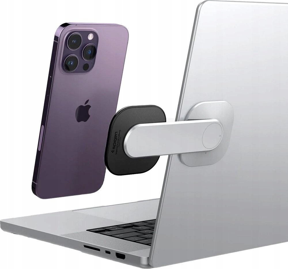 Mbajtëse magnetike për monitor dhe laptop Spigen OneTap S312, për MagSafe, alumini, argjendtë