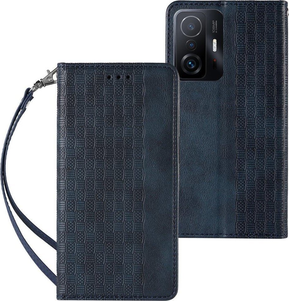 Këllëf portofol Hurtel Magnet Strap Case për Xiaomi Redmi Note 11 Pro, me mini varëse, blu
