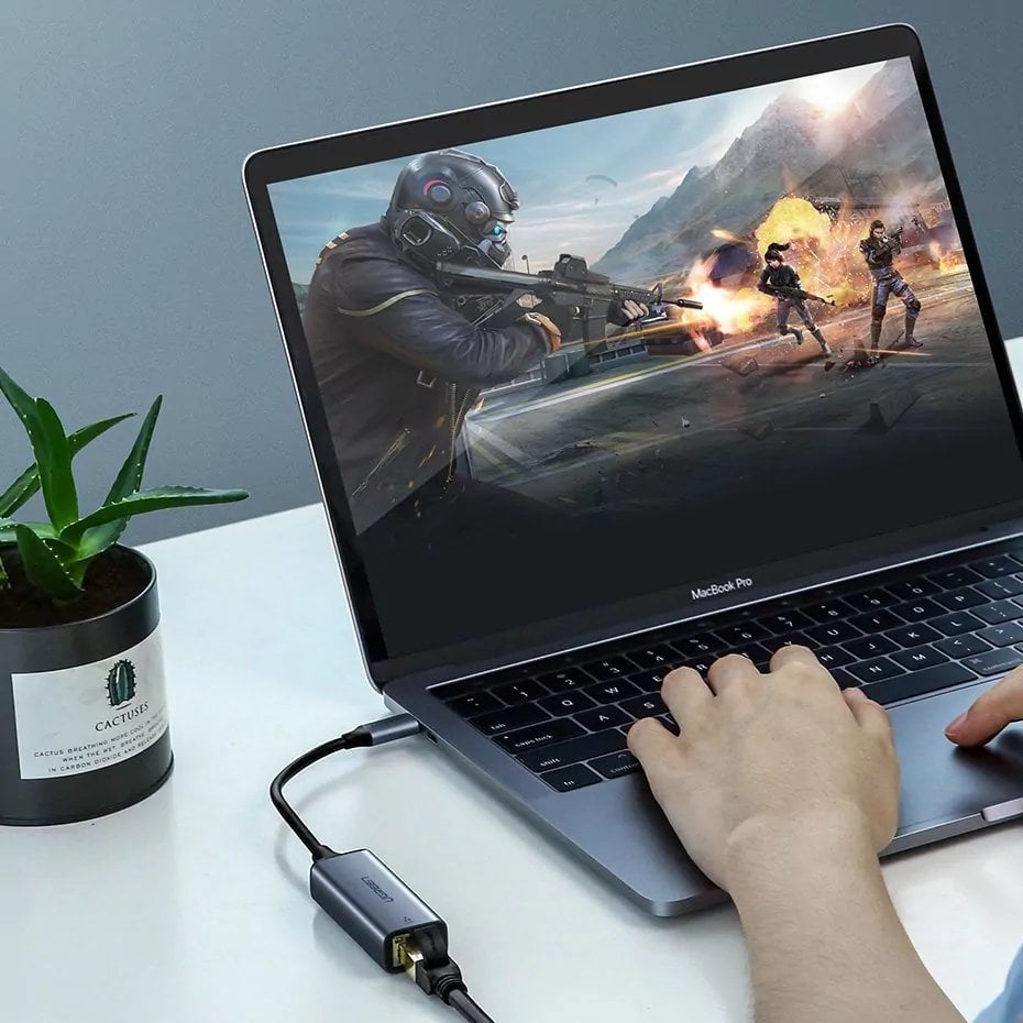 Adapter USB Ugreen, USB C në RJ45, Gigabit Ethernet, gri