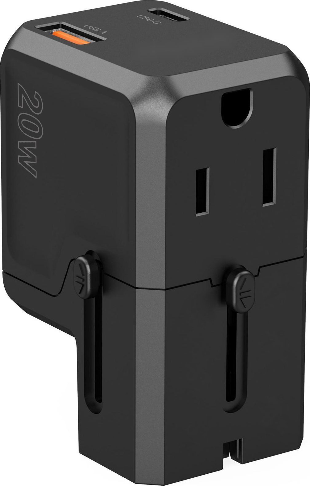 Karikues udhëtimi Choetech PD6043, 20W GaN, USB C dhe USB A, i zi