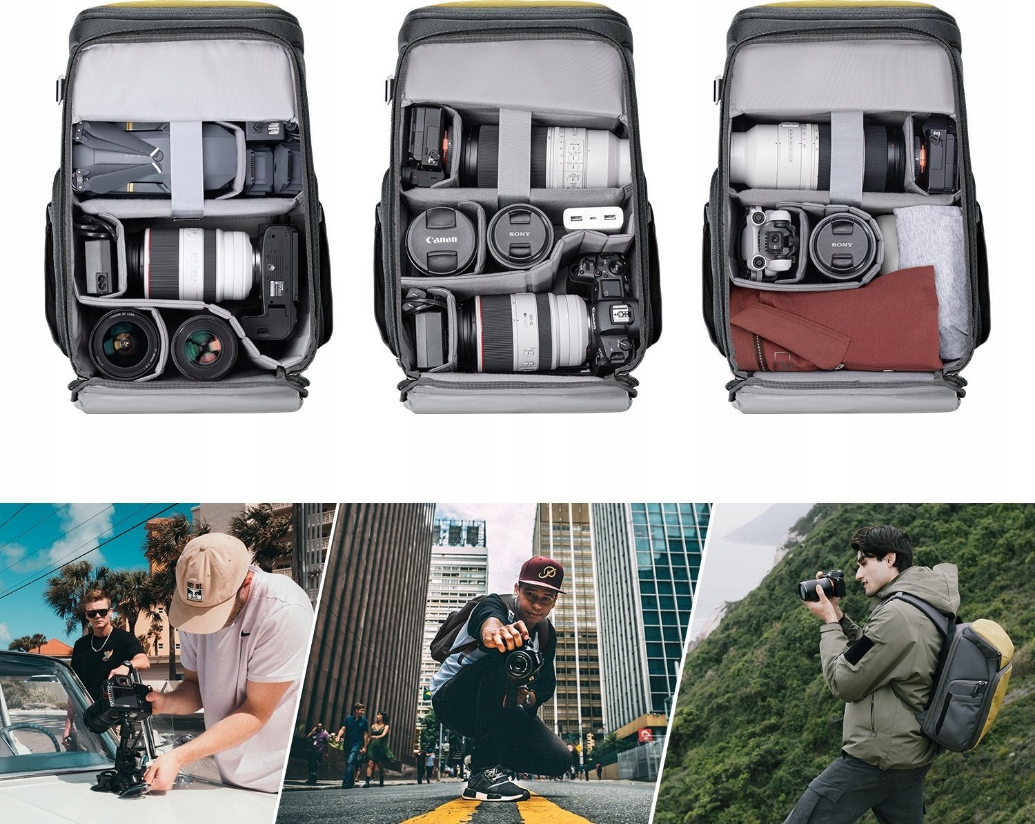 Ранец за фотографска опрема K&amp;F Concept KF13.128.v2, 25L, за Canon Nikon, сина