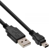 Kabllo USB InLine, USB-A/miniUSB, 5 m, e zezë