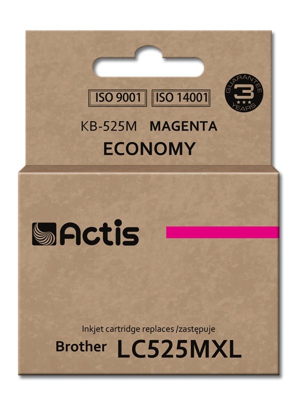 Ngjyrë për printer Actis KB-525M (zëvendësim për Brother LC525M), 15 ml, vjollcë