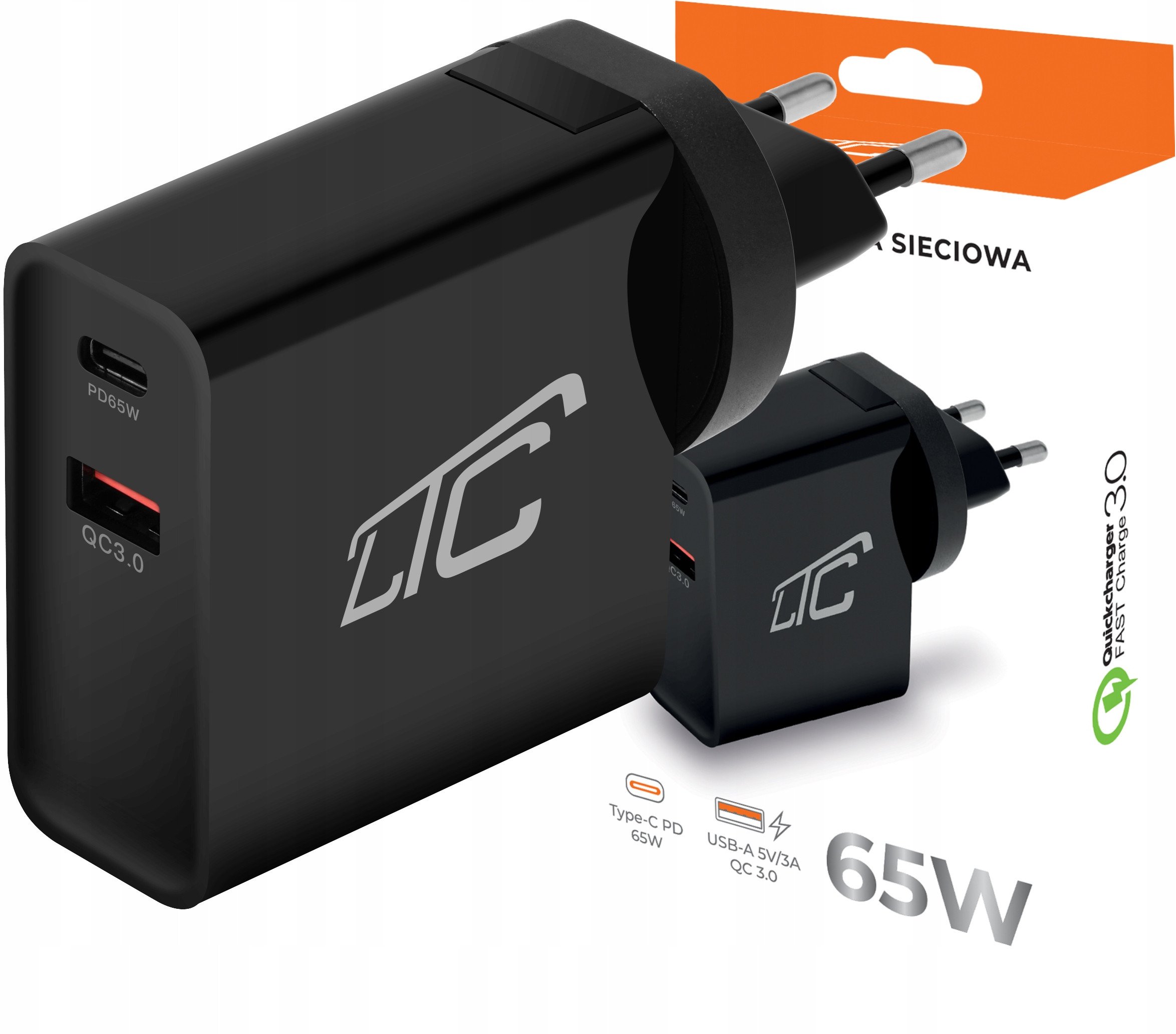 Karikues fiks LTC Max QC25, 65W, USB QC 3.0, USB C PD, i zi