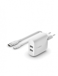 Karikues muri Belkin BOOST CHARGE 24w + USB-A Dual 1m, i bardhë