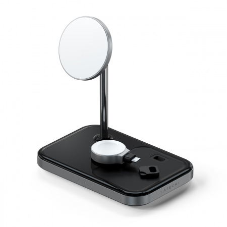 Mbajtëse karikuese Satechi Aluminium 3-in-1 Magnetic Wireless, e zezë