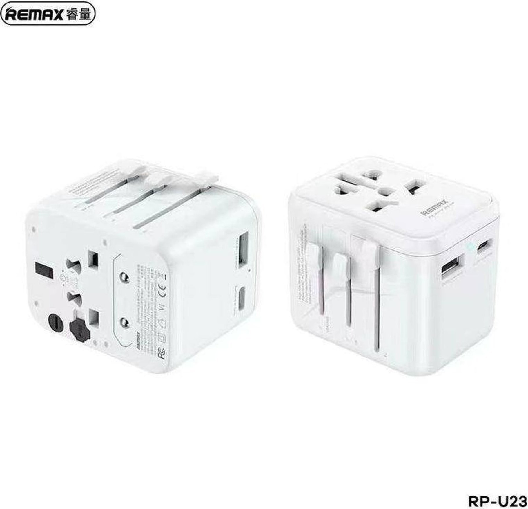 Adapter udhëtimi Remax RP-U23, universal PL EU UK USA AUS, USB dhe USB C, i zi