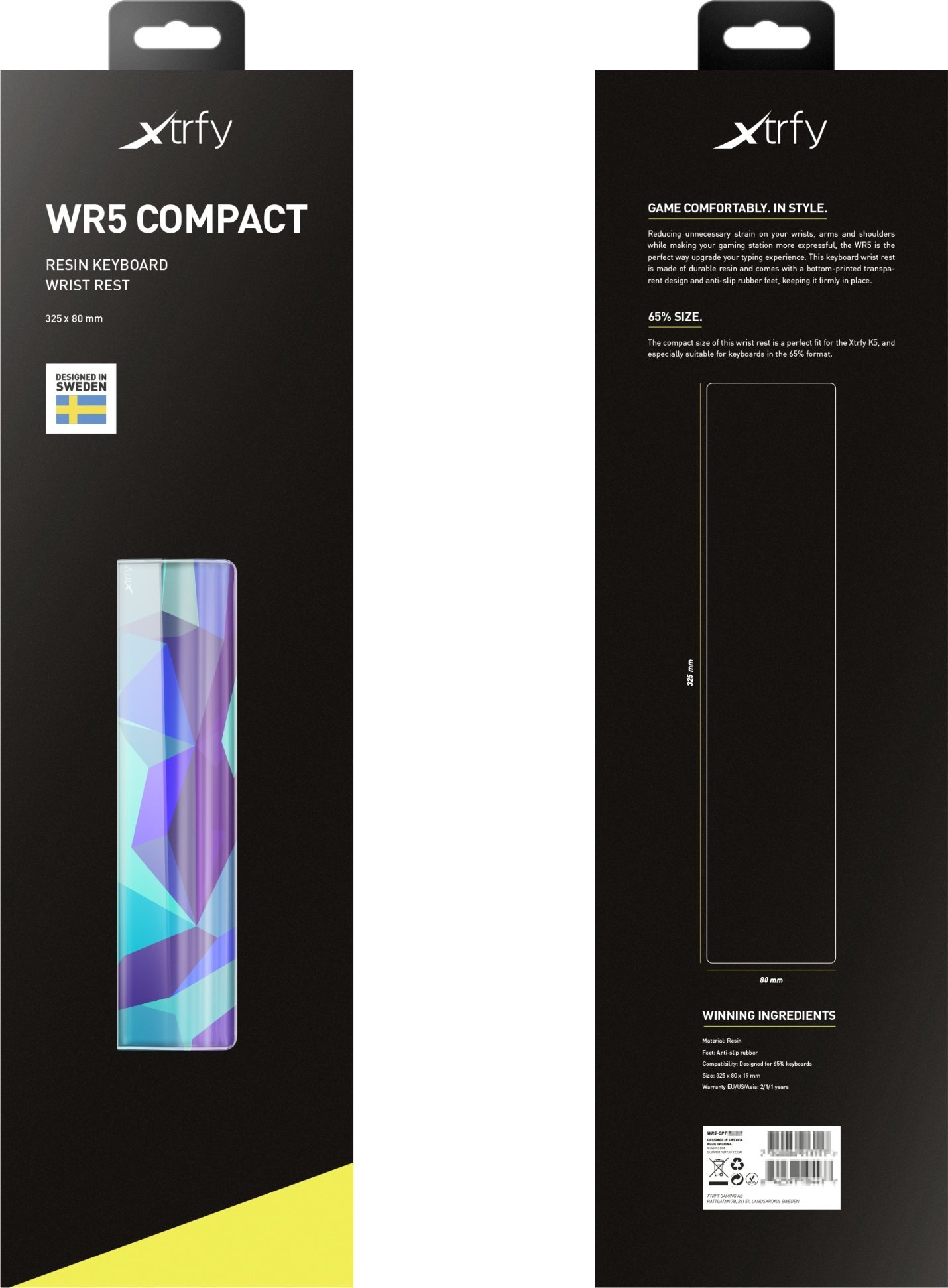 Mbështetëse kyçesh CHERRY XTRFY WR5 Compact Litus, madhësi 65%, resin transparent