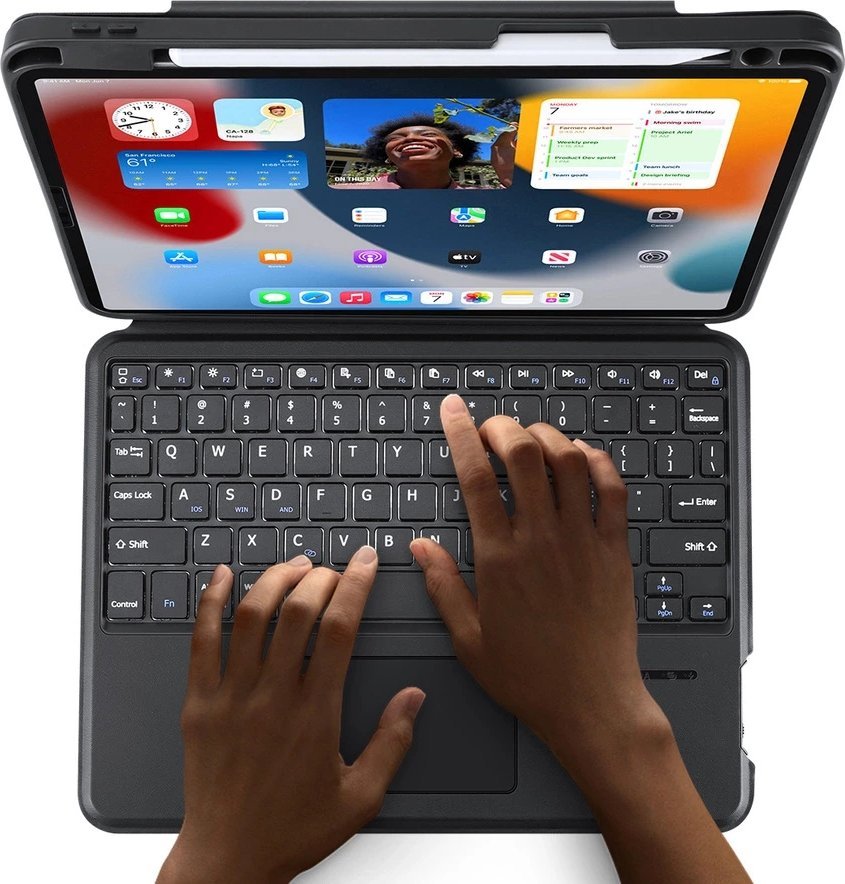 Куќиште со тастатура Dux Ducis DK за iPad 4 5 iPad Pro, Bluetooth, со држач, црно