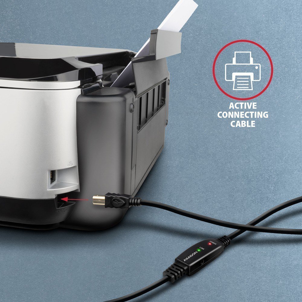 Kabllo USB Axagon ADR-210B, USB-A në USB-B, 10 m, i zi