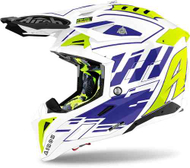 Kaska motocross Airoh Aviator 3 Rampage, karboni, 2XL, blu grafike