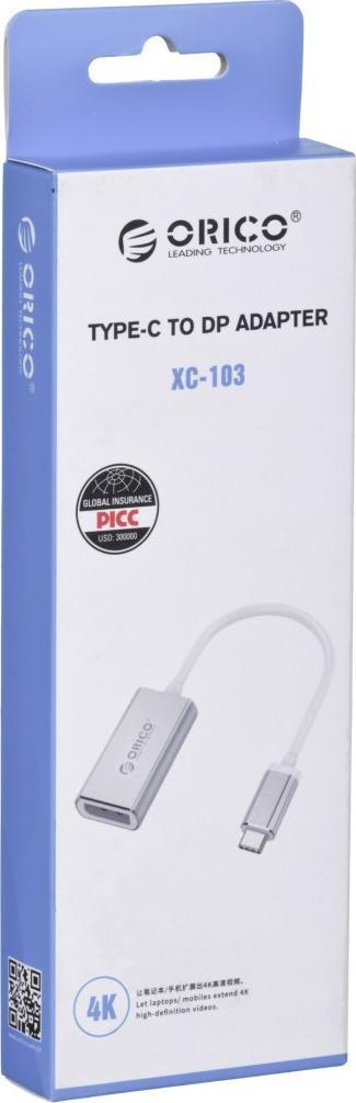 Adapter USB Orico XC-103-SV-BP, USB-C në DisplayPort, gri