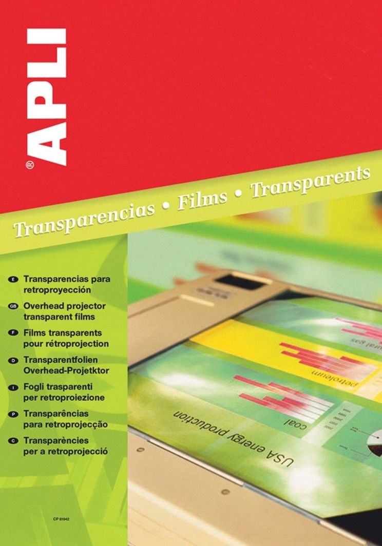 APLI OHP Транспарентна Фолија, A4, Проѕирна, 100 Листови