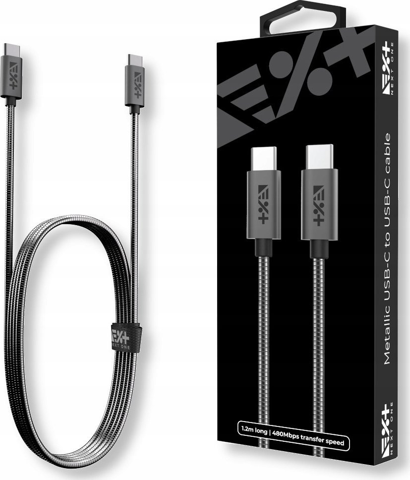 Kабел USB NEXT ONE USB C во USB C, 1.2 m, 3A Power Delivery, црна