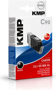 Fishek boje KMP C90, zëvendësues për Canon CLI-551 BK XL, 15 ml, i zi