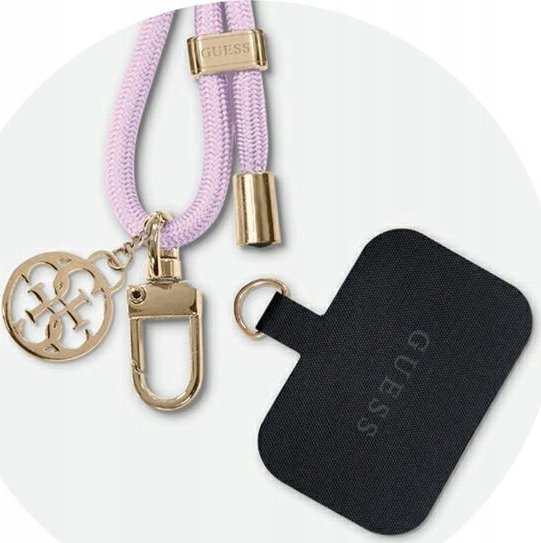 Универзална врвка за телефон Guess CBDY Cord Nylon 4G Metal Charm, најлон, златна