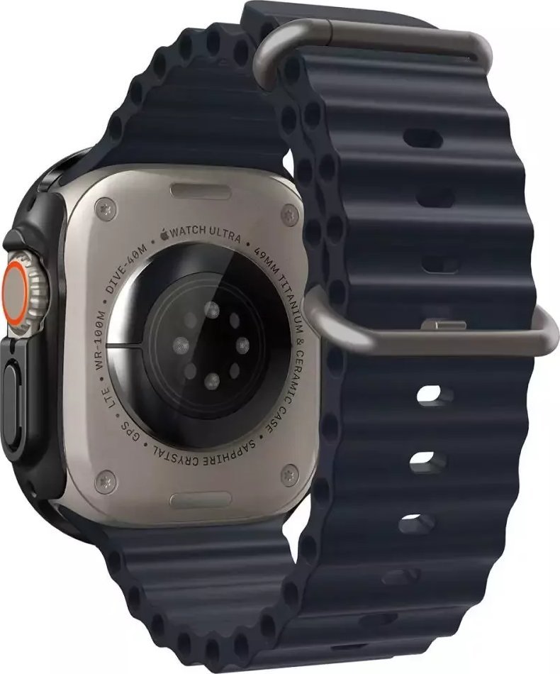 Mbulesë mbrojtëse Spigen Thin Fit 360 për Apple Watch Ultra 49mm, polikarbonat, xham i kalitur, e zezë