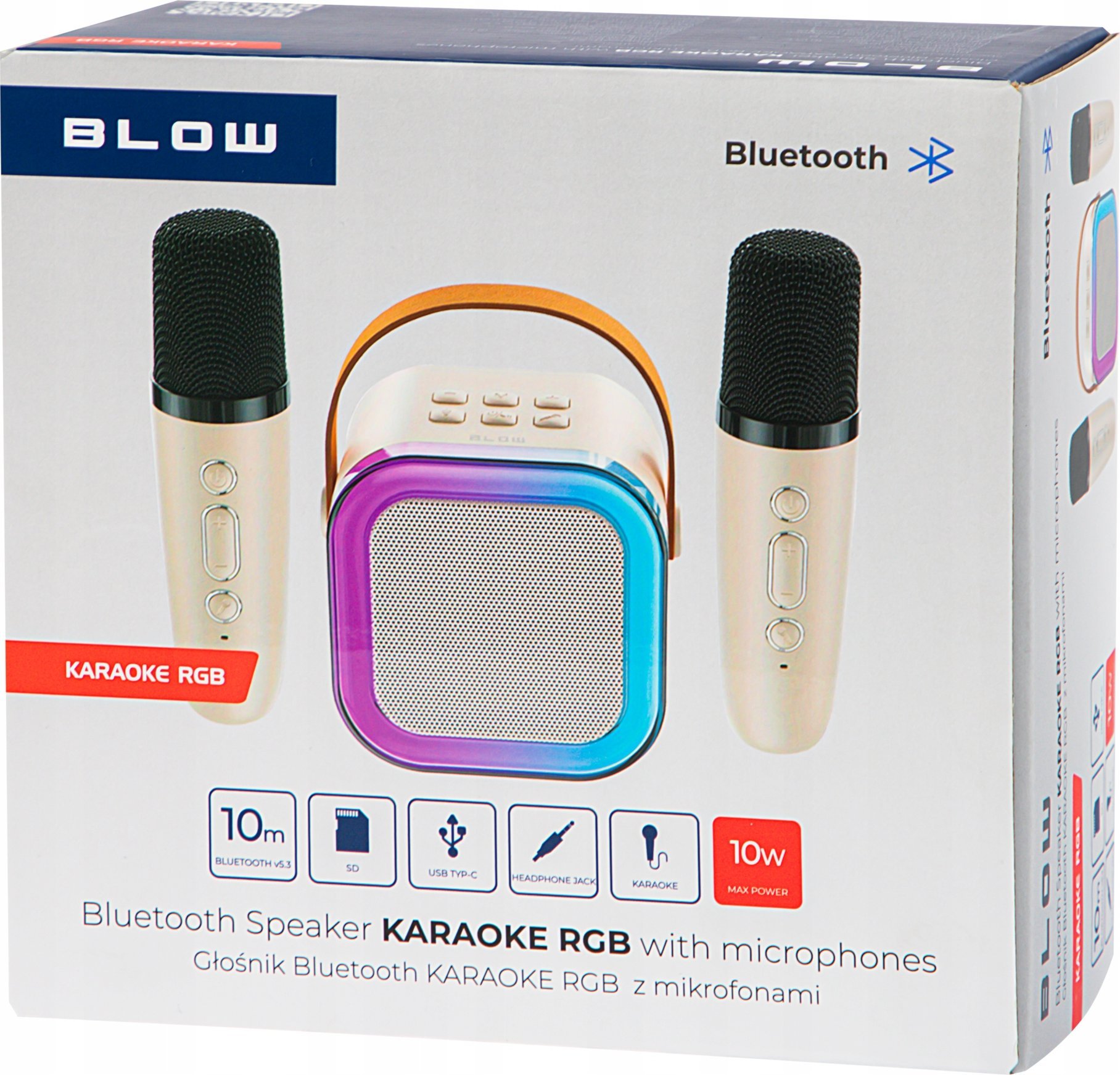 Kutia muzikore Blow Karaoke Bluetooth, me mikrofona, ndriçim RGB, e zezë
