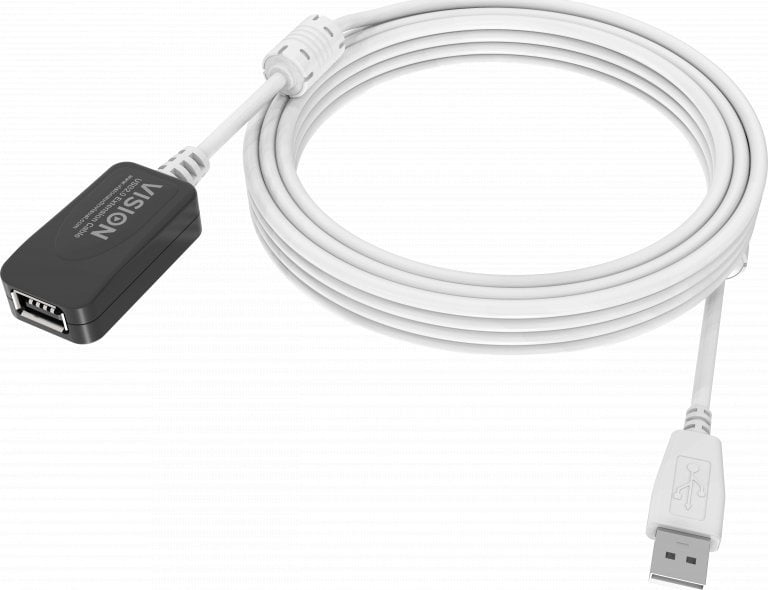 Kabllo zgjatëse USB Vision Techconnect, USB 2.0, 5m, aktive, e bardhë