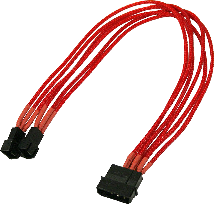 Adapter kabllo Nanoxia Molex në 2x 3 pin, 0.3m, i kuq