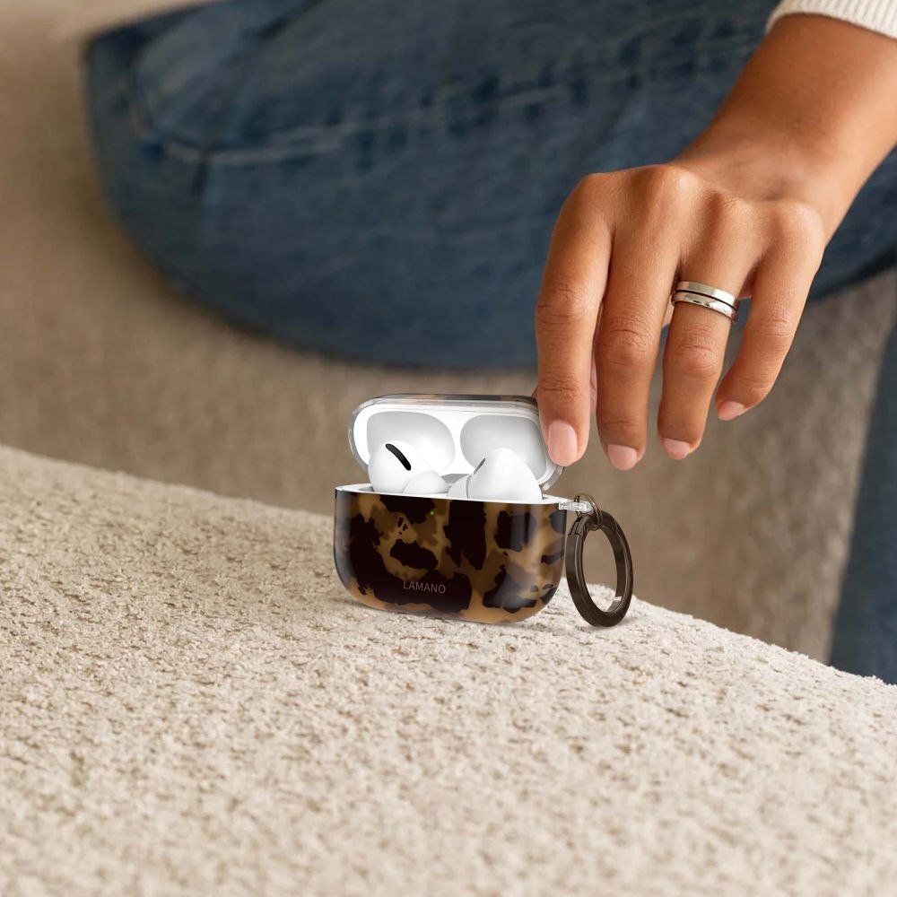 Mbulesë Tech-Protect Lamano për Apple AirPods Pro 3, dizajn Panther, kafe