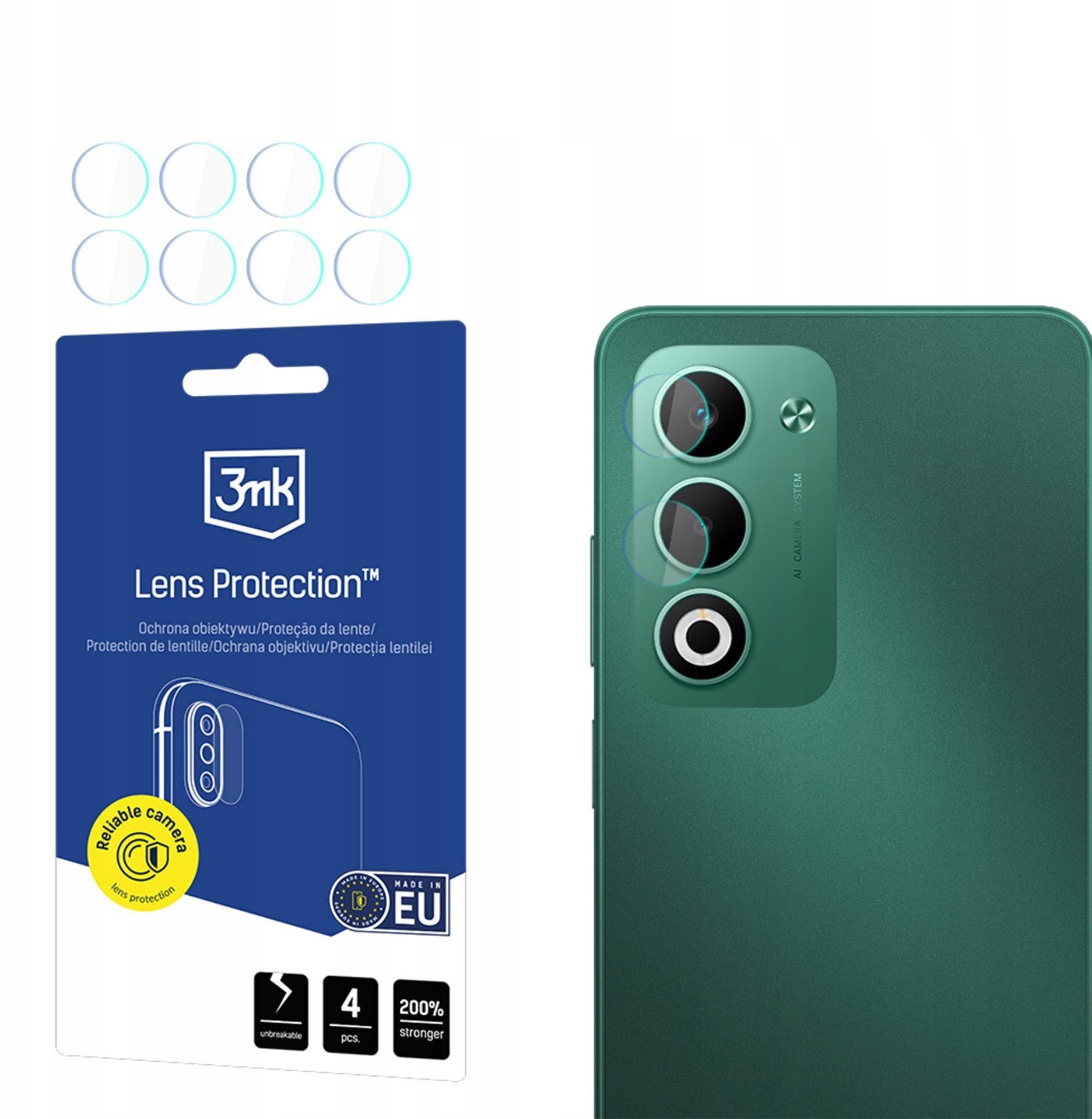 Mbrojtës kamerë 3MK Lens Protection për Oppo A5 5G Reno 5Z 5G, xham mbrojtës, transparent