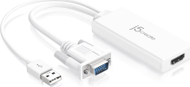 Adapter USB j5create JDA214, VGA në HDMI, 0.18 m, i bardhë