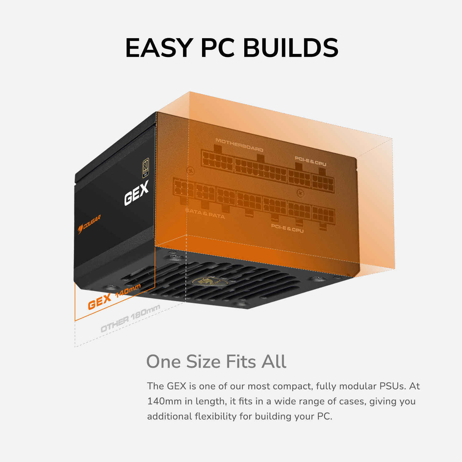 Furnizues energjie Cougar GEX 650W, 80 Plus Gold, modular, i zi