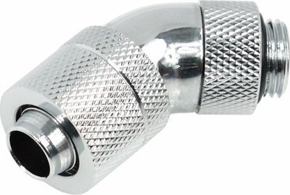 Lidhës uji Alphacool HF 45°, G1/4" në 13/10 mm, i rrotullueshëm, krom argjendi