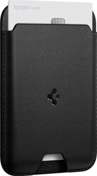 Portofol MagSafe Spigen Valentinus, për 3 kartela, lëkurë PU, i zi