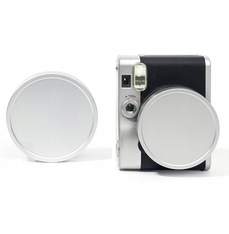 Капаче за објектив LoveInstant за Fujifilm Instax Mini 90, алуминиум, со сигурносен ремен, сребрено