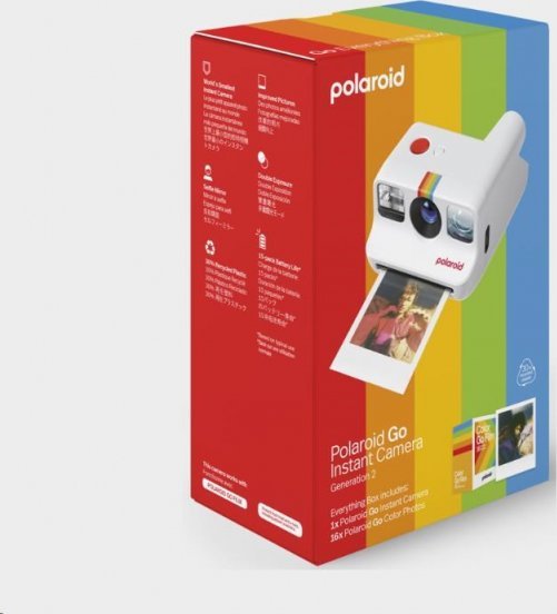 Aparat fotografik instant Polaroid Go Gen 2 E-Box, me film, USB-C, i bardhë