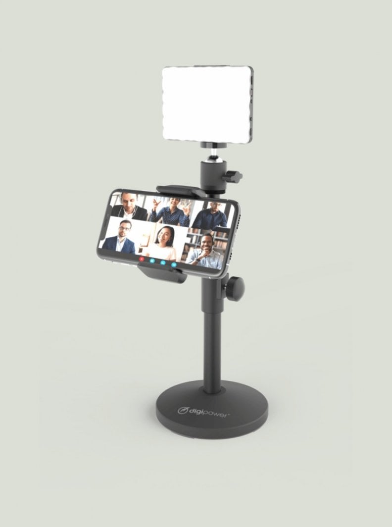 Tripod DigiPower Achiever Video Call Pro Kit, dritë LED 60, rregullim lartësie, i zi