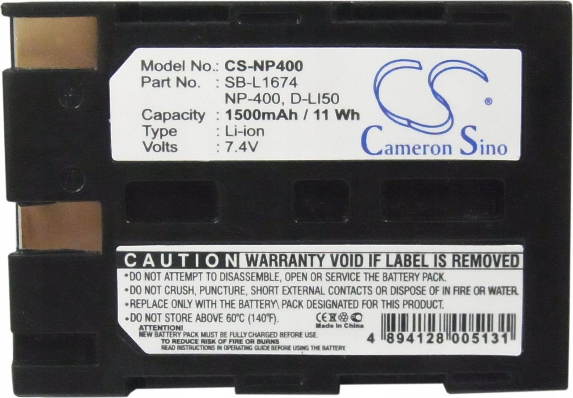 Bateri kamerë Cameron Sino CS-NP400, Li-ion, kapacitet i lartë, e zezë