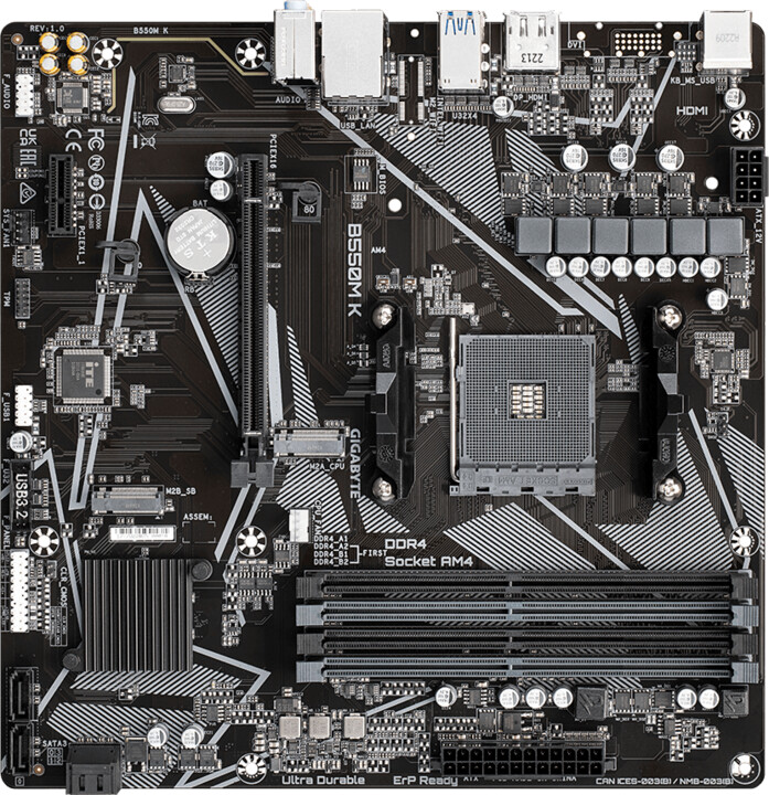 Pllakë amë GIGABYTE B550M K - AMD B550