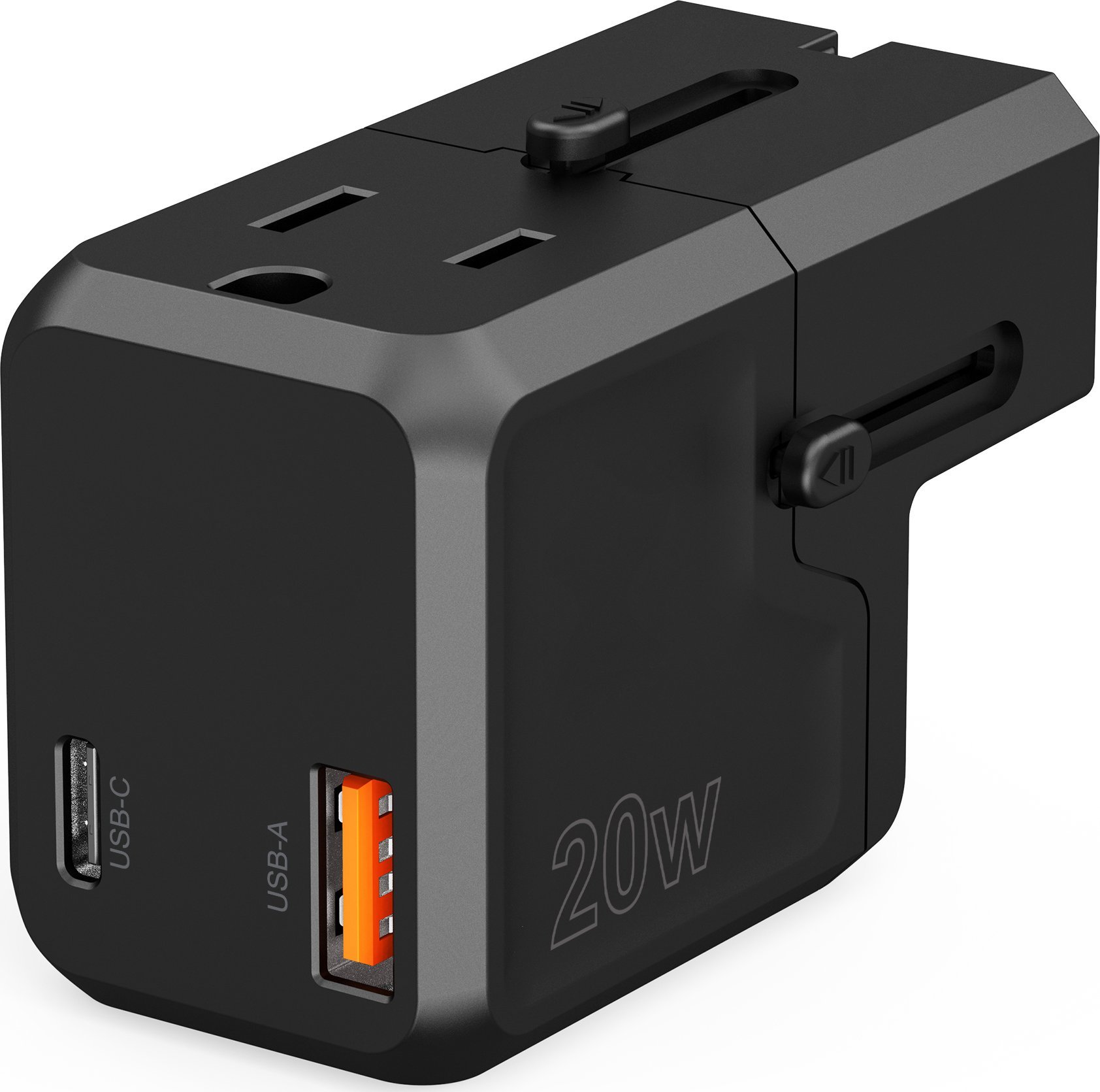 Karikues udhëtimi Choetech PD6043, 20W GaN, USB C dhe USB A, i zi