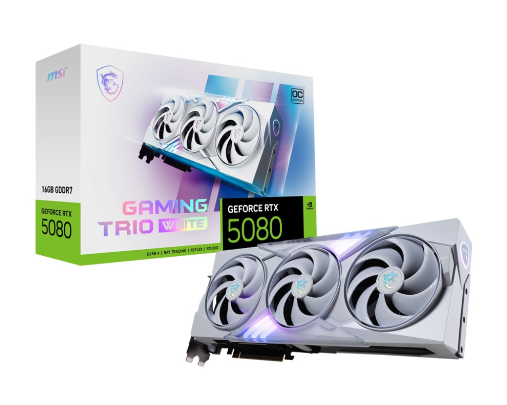 Графичка картичка MSI GeForce RTX 5080 16G Gaming Trio OC White, 16GB GDDR7