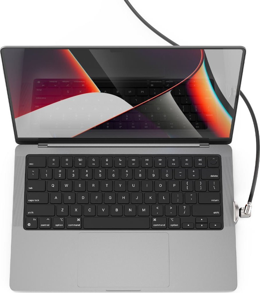 Adapter sigurie Compulocks Ledge Lock për MacBook Pro 14" M1 M2 M3, me kabllo sigurie, i argjendtë