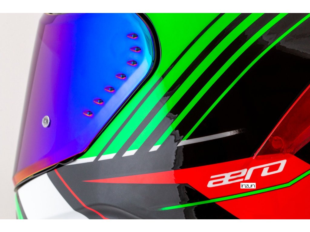 Helmetë moto CASSIDA Aero Drome 2026, integrale, polikarbonat, e zezë metalike kuqe gjelbër bardhë