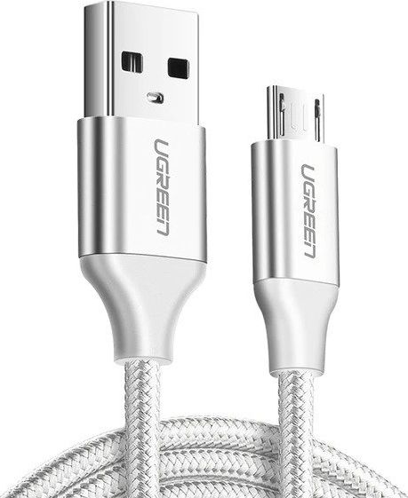 Kabllo Ugreen USB-A në microUSB, 2m, e bardhë
