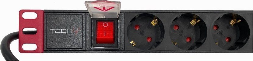 Shirit prizash rack Techly 1U, 8x Schuko, kabllo C14 2m, i zi