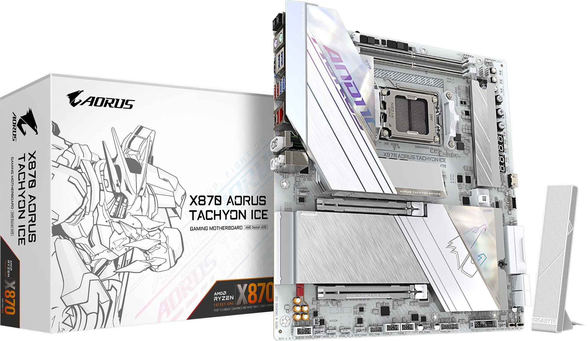Pлоча Gigabyte X870 A Tachyon Ice, приклучок AM5, чипсет AMD X870, E-ATX