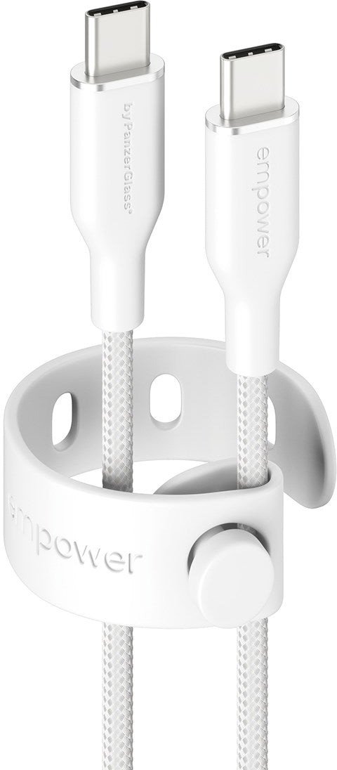 Kabllo USB C PanzerGlass Empower Racing, 60W, USB 2.0, 1.2m, e bardhë argjendi