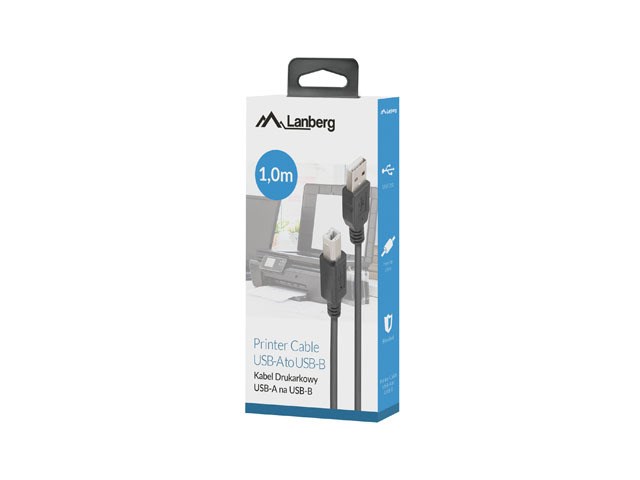 Kabllo USB Lanberg, USB-A në USB-B, 1m, 2.0, e zezë