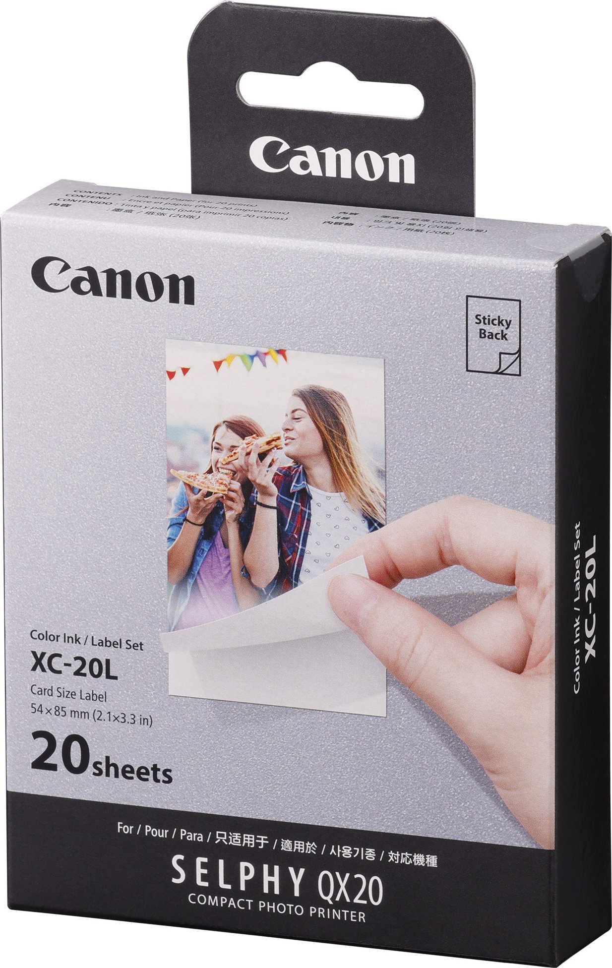 Paketë letre fotografike Canon XC-20L, 54 x 85 mm, 20 fletë, e bardhë