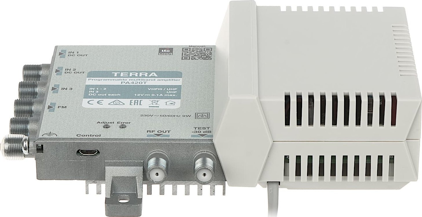 Përforcues antene Terra PA-420T, multi input, i programueshëm, gri