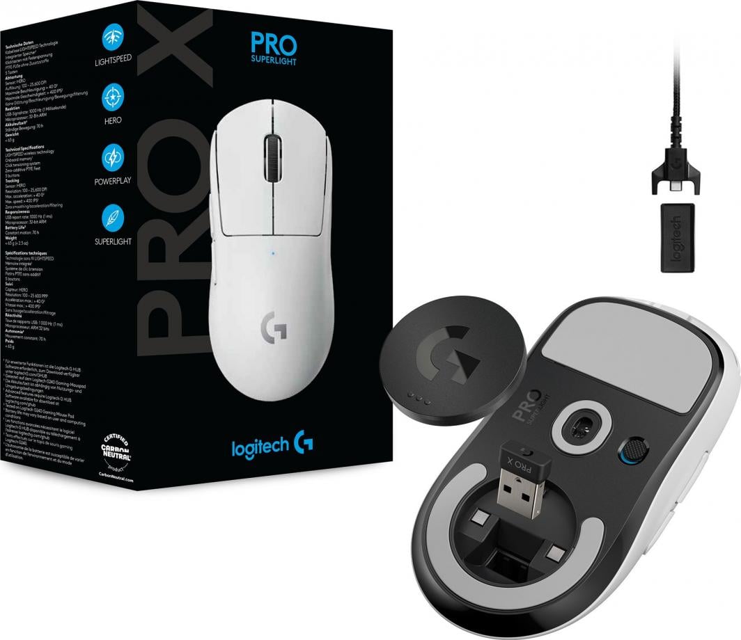 [OUTLET] Maus Logitech G Pro X Superlight (910-005942), i bardhë				