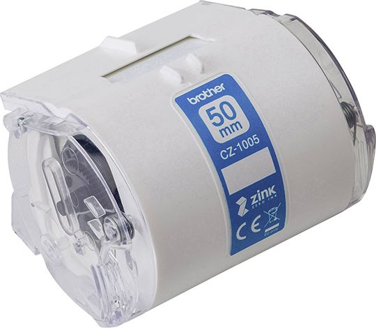 Shirit printimi për etiketa Brother Genuine CZ‑1005, 5m x 50mm, i bardhë