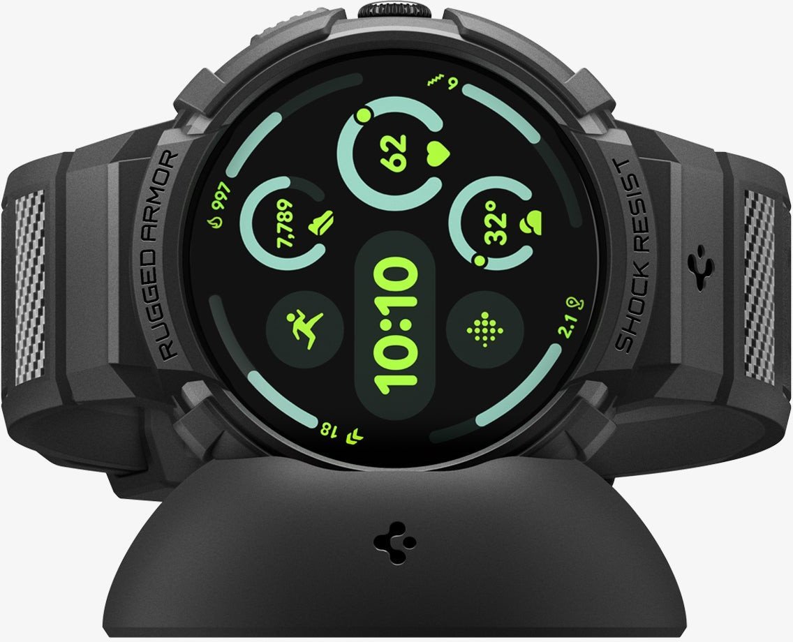 Mbrojtëse ore Spigen Rugged Armor Pro Stand, për Google Pixel Watch 4 41mm, e zezë matte